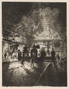 English War Work: In the Jaws of Death, Rolling Bars for Shells by Joseph Pennell