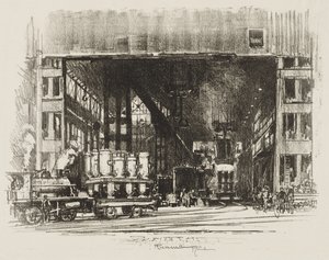 English War Work: The Urns, Casting Big Shells by Joseph Pennell
