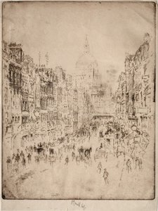 Fleet Street, Up to St. Pauls by Joseph Pennell