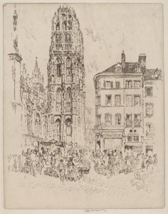 Flower Market and Butter Tower, Rouen by Joseph Pennell