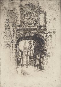 Grosse Horloge, Rouen, 1907 by Joseph Pennell