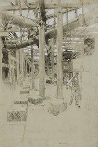 How the Pipes Are Suspended by Joseph Pennell