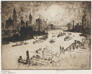 New York from Williamsburg Bridge by Joseph Pennell