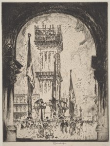 Rebuilding the Campanile, Venice, No.I by Joseph Pennell