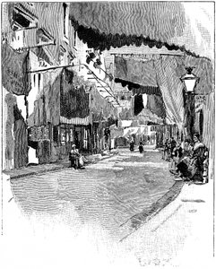 Rue de Beaucaire. Engraving by Joseph Pennell 1888 by Joseph Pennell