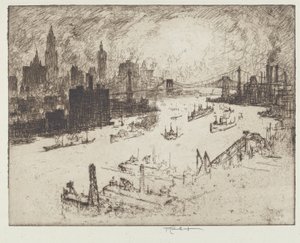 Sunset, from Williamsburg Bridge by Joseph Pennell