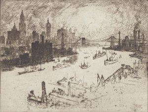 Sunset, from Williamsburg Bridge, 1915 by Joseph Pennell