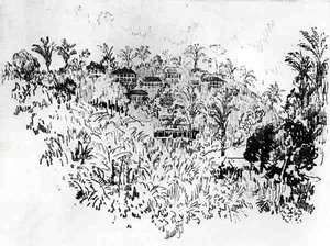 The American Village, plate X from The Panama Canal by Joseph Pennell by Joseph Pennell