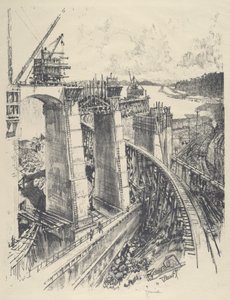 The Approach to Gatun Lock by Joseph Pennell
