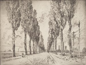 The Avenue, Valenciennes, 1910 by Joseph Pennell