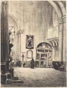 The Baptismal Font of Cervantes, Santa Maria la Mayor, Alcalá by Joseph Pennell