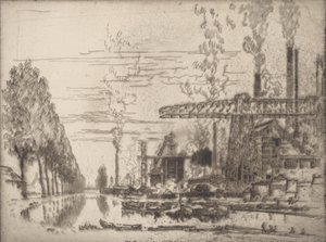 The Brussels Canal, A Modern Hobbema, 1910 by Joseph Pennell