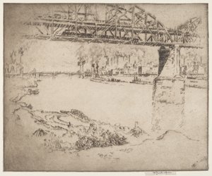 The City Bridge, St. Louis by Joseph Pennell