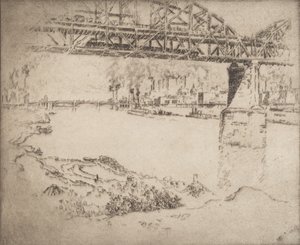 The City Bridge, St. Louis by Joseph Pennell
