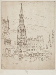 The Elinor Cross, in Front of Charing Cross Railway Station by Joseph Pennell
