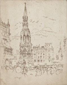 The Elinor Cross, in Front of Charing Cross Railway Station, 1906 by Joseph Pennell