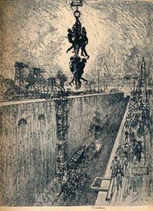 The End of the Day-Gatun Lock by Joseph Pennell