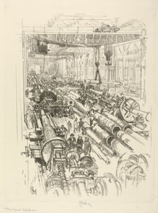 The English War Series: W.441. The Gun Shop, 1916 by Joseph Pennell