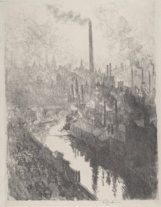 The Great Chimney, the Motor Park, 1916 by Joseph Pennell