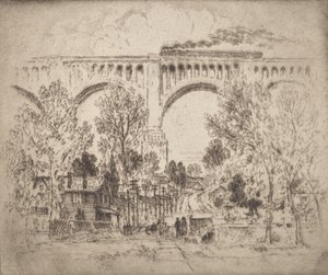 The Viaduct, D., L. & W. at Nicholson, Pa. by Joseph Pennell