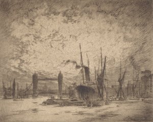 Tower Bridge, Evening by Joseph Pennell
