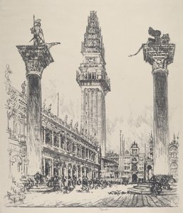 Venice, Rebuilding the Campanile by Joseph Pennell