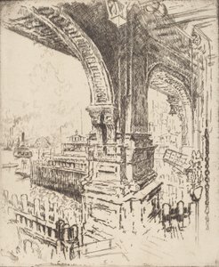 Within the Ferry, Cortlandt Street, New York by Joseph Pennell