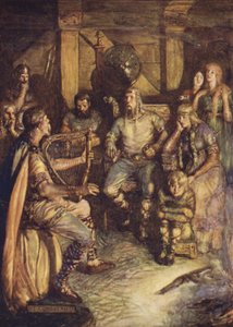 The gleeman sings the deeds of Beowulf