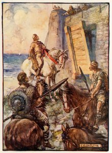 Macbeth Being Refused Entrance by Lady Macduff While Her Husband Escapes by Sea