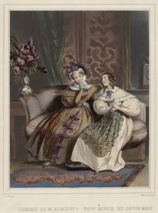 The Women. Fashionable Gallery, ca. 1830: How He Loves Me!!! by Joseph Rose Lemercier