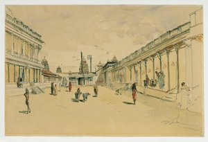 Street in Madras with a Temple