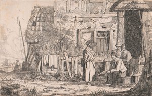 Cottage with People by Joseph Stannard