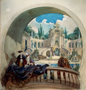 Preparatory Drawing for Lunette of Ceiling of Audience Hall in Royal Castle of Ludwig II at Linderhof by Joseph Watter