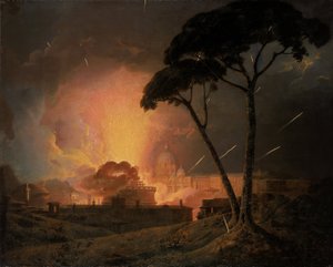 The Annual Girandola at the Castel Sant’Angelo, Rome by Joseph Wright