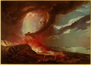 The Vesuve eruption with islands in the Bay of Naples in 1776