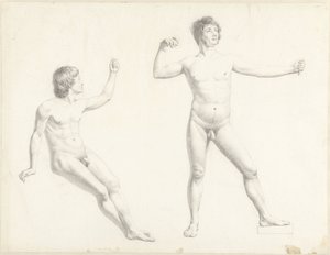 Two Male Nude Studies by Josephus Augustus Knip