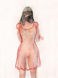 Woman in Red Sheer