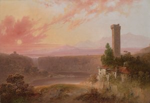 View of Lake Nemi at Sunset