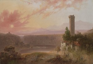 View of Lake Nemi at Sunset by Joshua H. Shaw