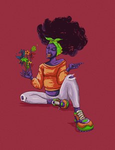 Smiling Afro With Flowers by Joshua msonthe