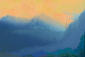 Golden Spires in Mist by Josie George