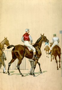 Horses and Jockeys, 20th century (illustration)