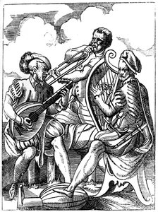 A Guitarist, a Lutenist and a Trombone Player by Jost Amman