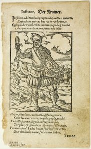 The Peddler from De omnibus illiberalibus sive mechanicis artibus by Hartmann Schopper, plate 50 from Woodcuts from Books of the XVI Century by Jost Amman