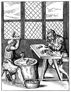 Dice Makers Workshop, 16th century by Jost Amman