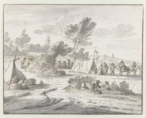 View on an Encampment of the Army of Willem III near Lembeek, Flemish Brabant by Josua de Grave