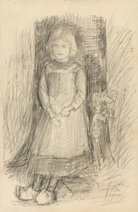 Girl Leaning Against a Tree by Jozef Israëls