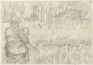 Painter in a Tulip Field by Jozef Israëls