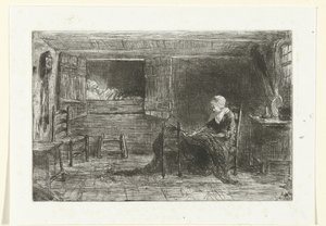 Two Figures in an Interior by Jozef Israëls (possibly copy after)