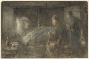 The Sick Neighbor by Jozef Israëls